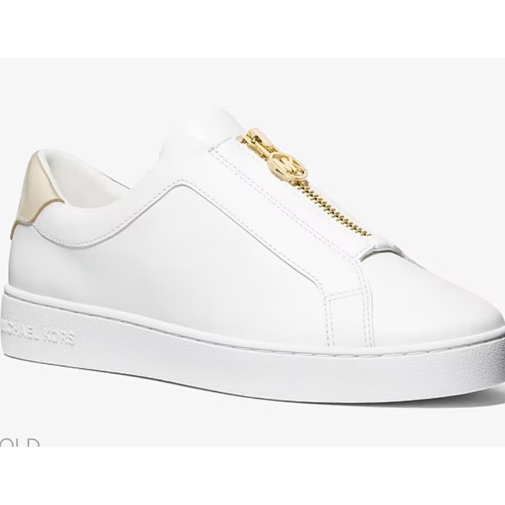 Michael Kors women's Keaton Leather Zip-Up Sneaker size 6.5 NEW